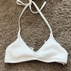 Aerie White Textured Bikini Top